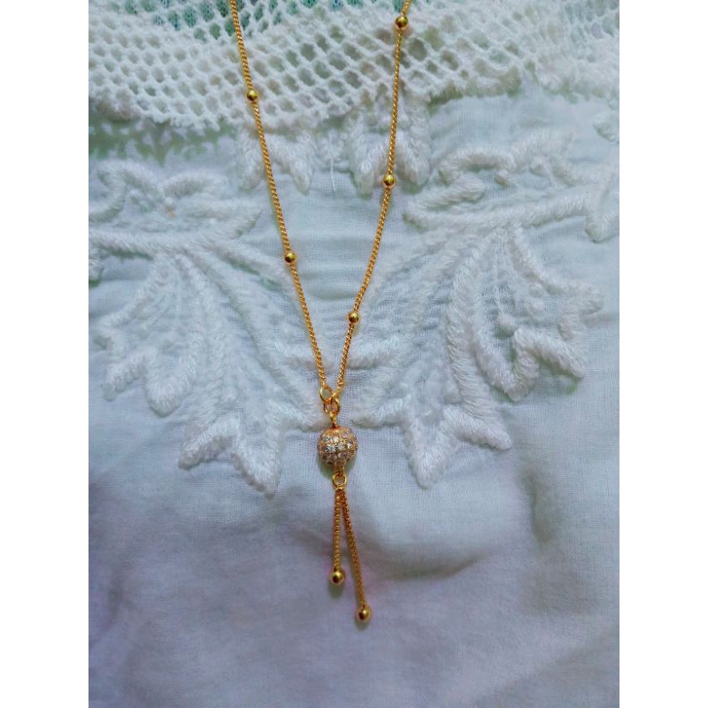 kalung bola super cantik perhiasan wanita titanium gold