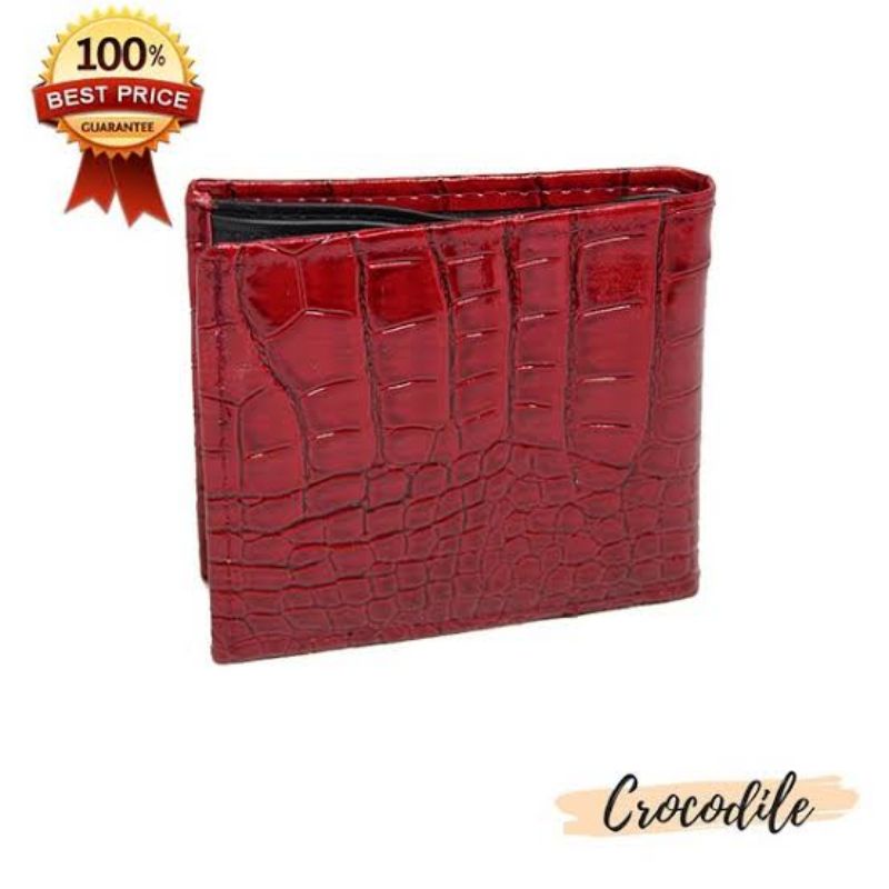 Dompet Pria Kulit Sintetis Murah Buaya Maroon