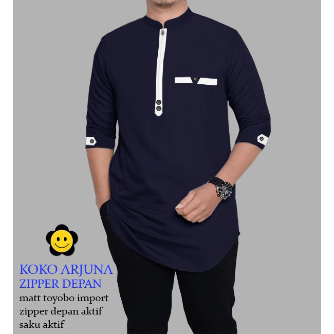 LS 60474-61214-63230-65283-67148-70162 KOKO ARJUNA Baju Koko Qurta Pria,Baju Koko Pria Terbaru,Terkini,Termurah dan Terlaris-Navy
