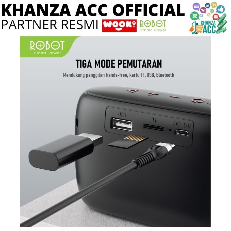 KHANZAACC ROBOT RB110 Speaker Bluetooth 5.0 Mini Portable Support Micro SD &amp; USB