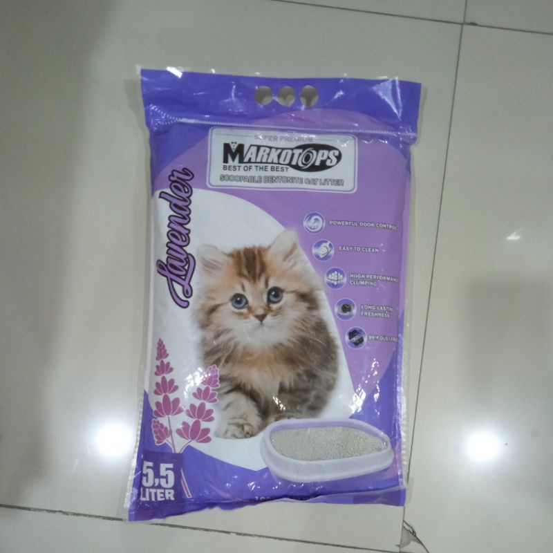 Pasir Kucing Markotops 5,5ltr Pasir Wangi Gumpal - Lavender