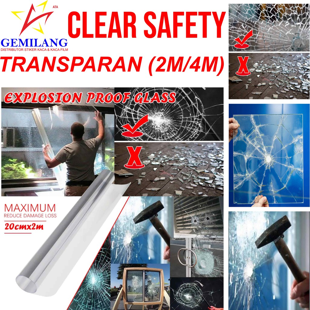 STIKER KACA CLEAR SAFETY/KACA FILM BENING/STIKER KACA TRANSPARAN/STICKER KACA BENING/STIKER BENING