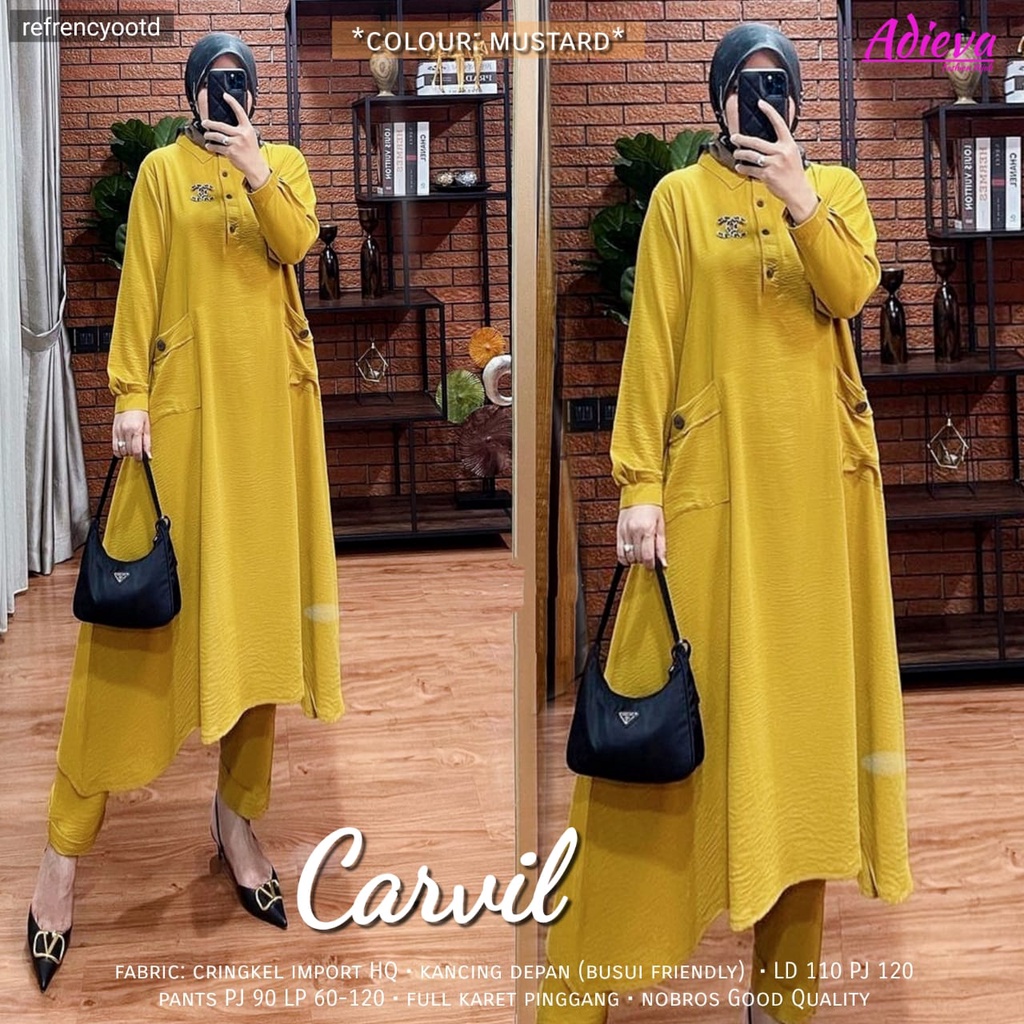 SET CARVIL//SETELAN LONG TUNIK+CELANA WANITA HIJAB SET FASHION WANITA IMPORT SETELAN BUSUI LD110 FUL