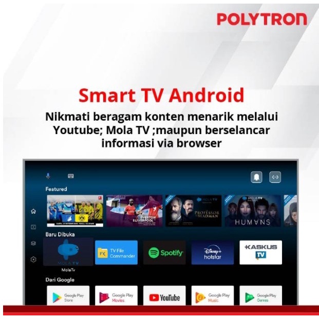 Polytron LED Android TV 55&quot; 4K UHD Digital TV Smart 55UA8859 Youtube