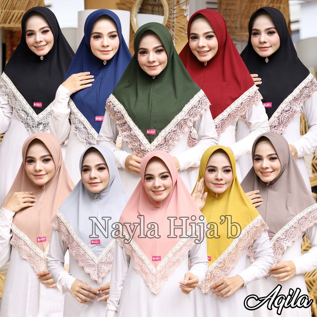 KERUDUNG INSTAN MODEL BERGO AQILA RENDA HIJAB INSTAN JERSEY PREMIUM NAYLA HIJAB