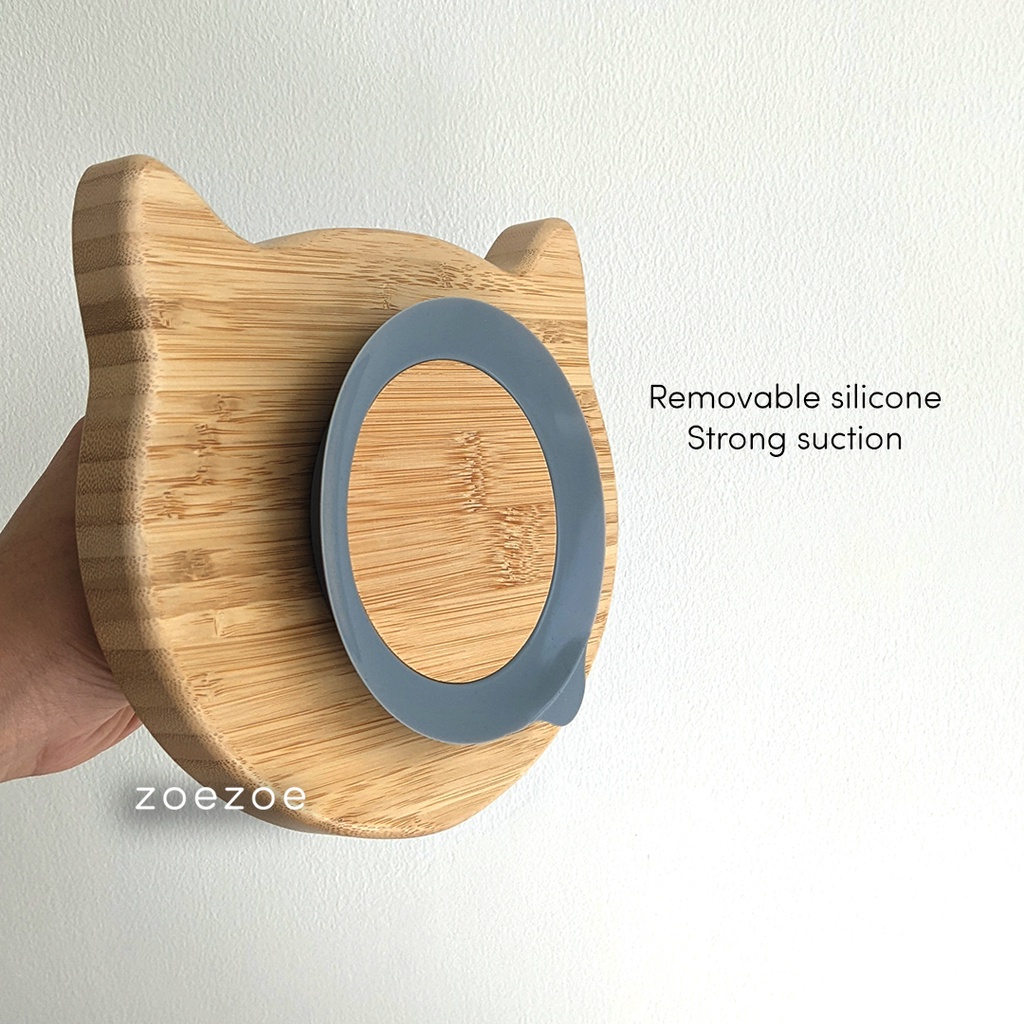 ZOEZOE Bamboo Suction Plate Spoon Set Piring Sendok Makan Anak Bayi Bambu Silikon bukan Eco Rascals