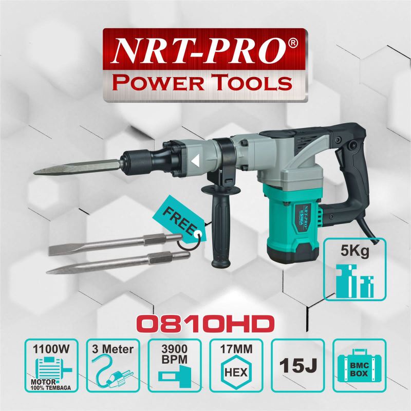 Demolition Jack Hammer NRT-PRO 0810HD Bor Impact Bobok Tembok 15J