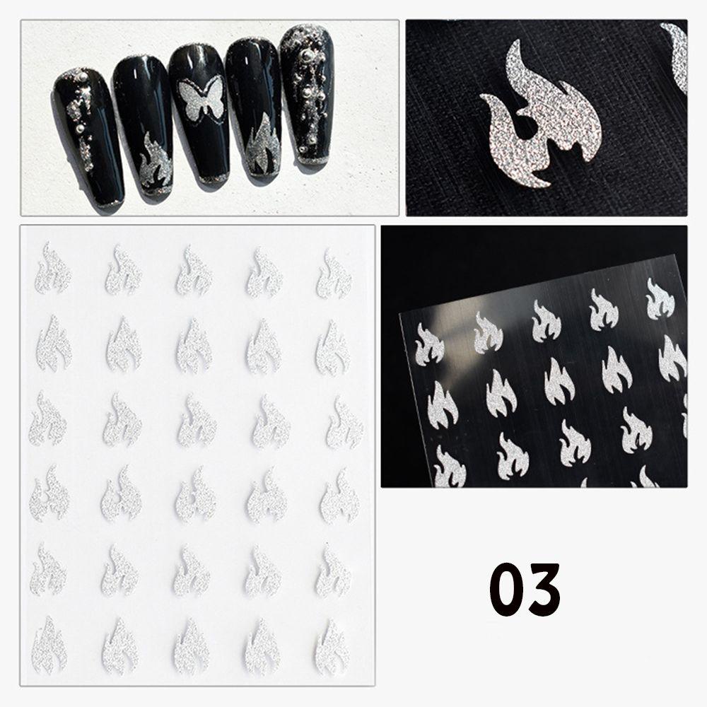 R-flower 3D Stiker Kuku Nail Art Dekorasi Api Api Desogn Shiny Star Bear