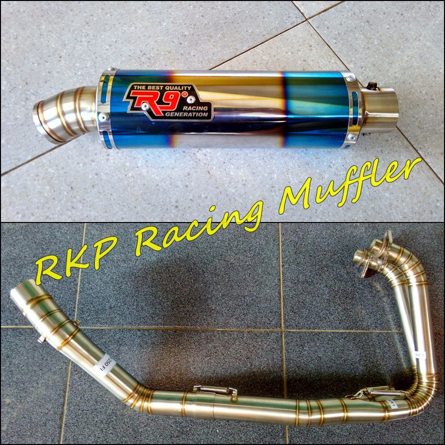 Knalpot R9 mugello new stainless steel untuk motor CBR250RR - Ninja 250 R / Fi - R25 - MT25