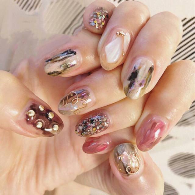 Aksesoris Kuku Nail sea shell flakes Pecahan kerang Manik Hiasan batu kulit kerang kuku nailart