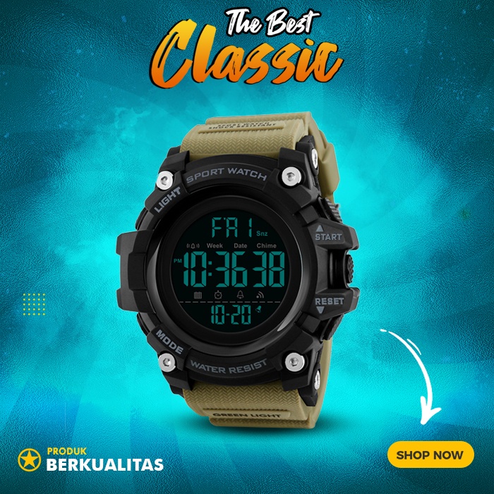 Jam Tangan Casual Digital Anti Air Pria Original Import Keren Hitam Jam Tangan watch Cowok Cowo Anti