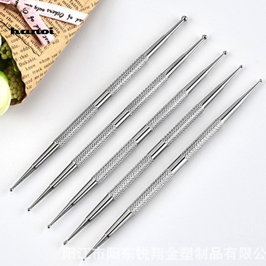 Han_ 5Pcs / Set Dotting Pen Dua Sisi Untuk Hiasan Nail Art Diy