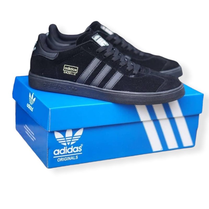 Adidas Gazelle Full Black Sepatu Pria Kasual