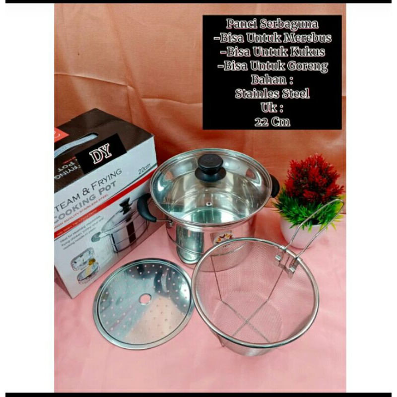 Berat 1KG COOKING POT 3IN1 Steam & Frying Pot