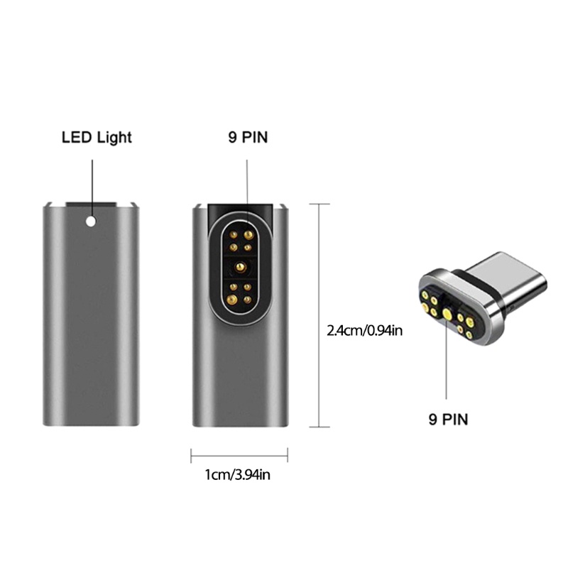 Vivi Adaptor USB C Magnetik 9Pins Konektor Tipe C 100W Fast Charge 20mbps Untuk Pro 2019air