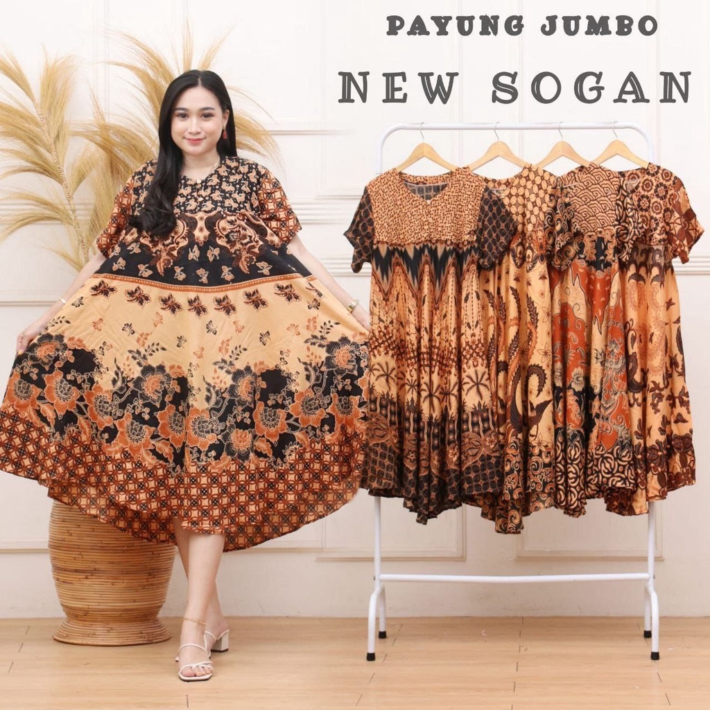 Daster Payung Jumbo Motif Batik Sogan LD 120 Daster clock Coklat Jawa XXL BigSize BUSUI PROMO