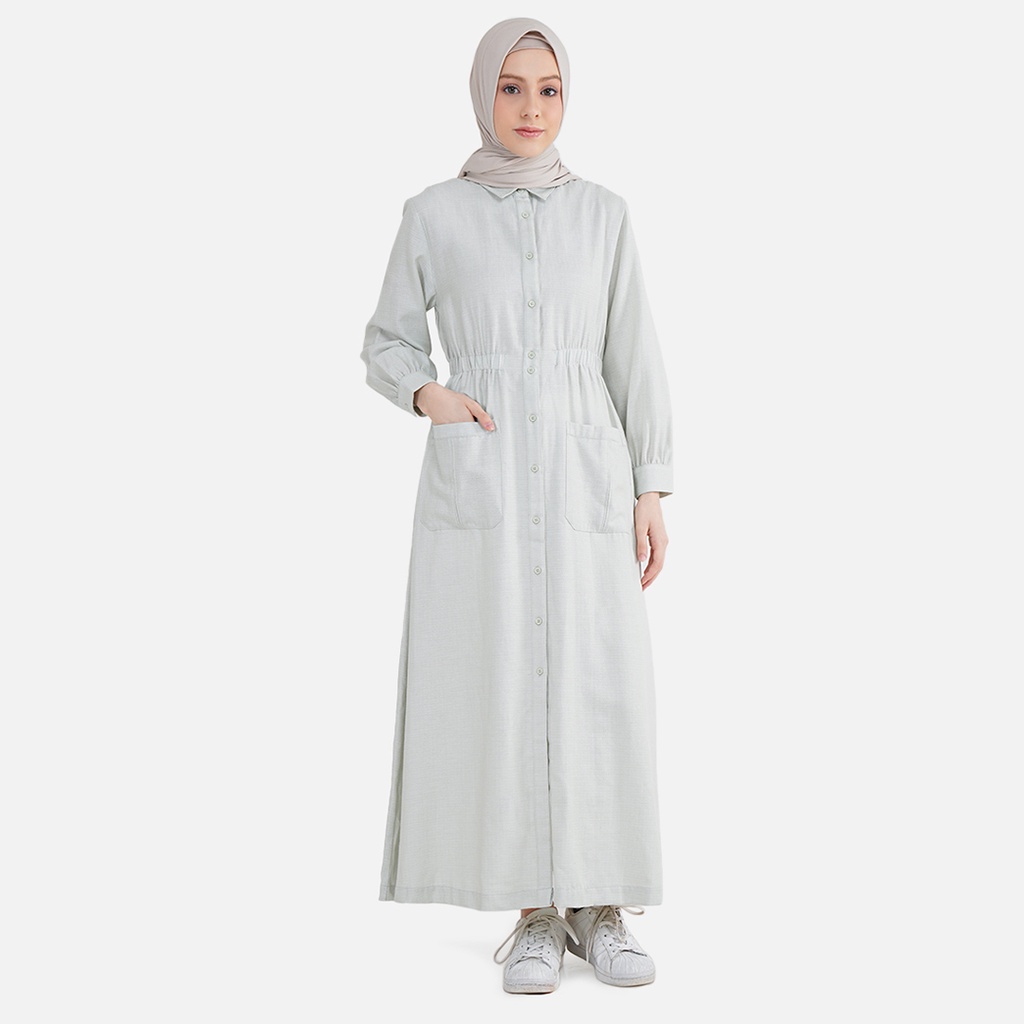Aeesha Baju Gamis Outer Wanita Muslim Terbaru LIN000023A Hijau