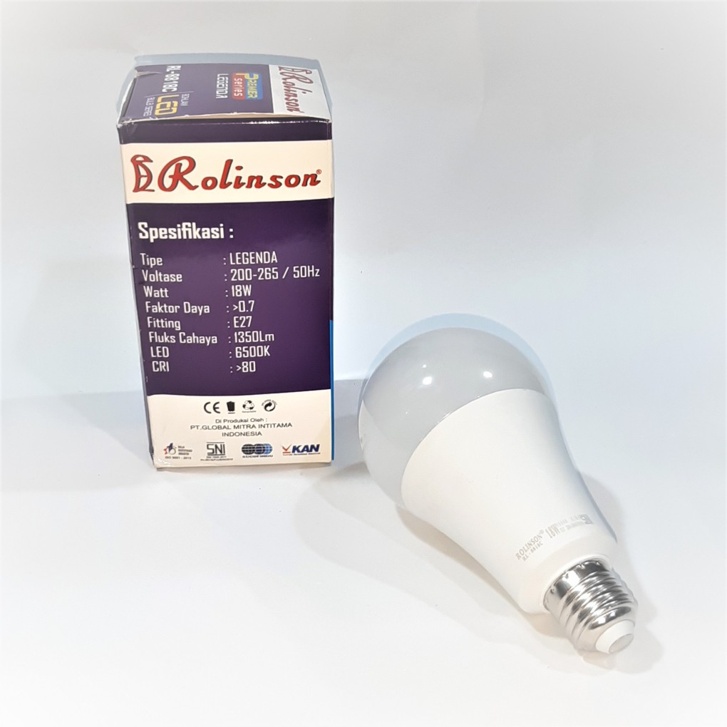 Bohlam LED Rolinson Super Terang 18 Watt Cahaya Putih Hemat Energy RL-8818C