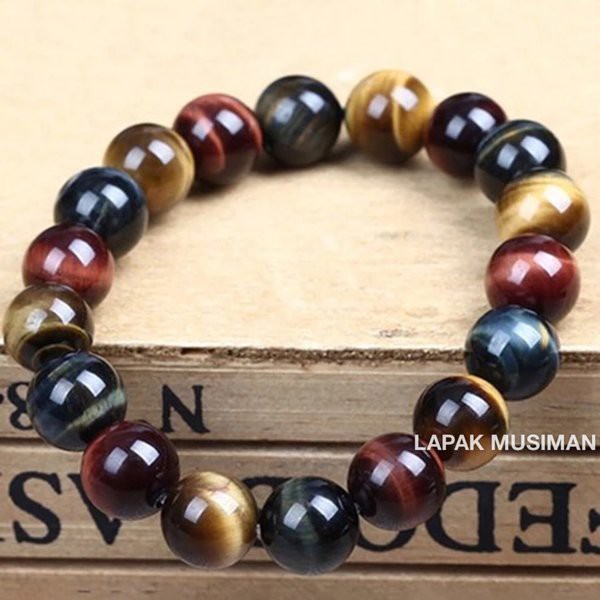 [Bayar di Tempat] GELANG BATU BIDURI SEPAH 3 WARNA MATA HARIMAU TIGER EYE ASLI ORIGINAL