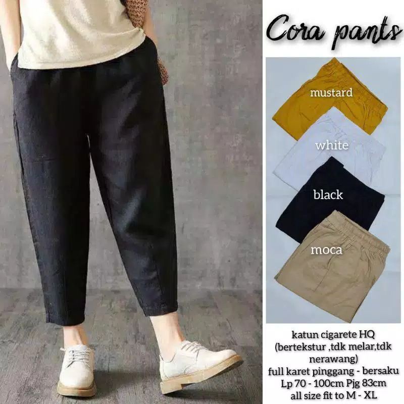 Cora pants cigarete//Celana Wanita Katun Linen Original