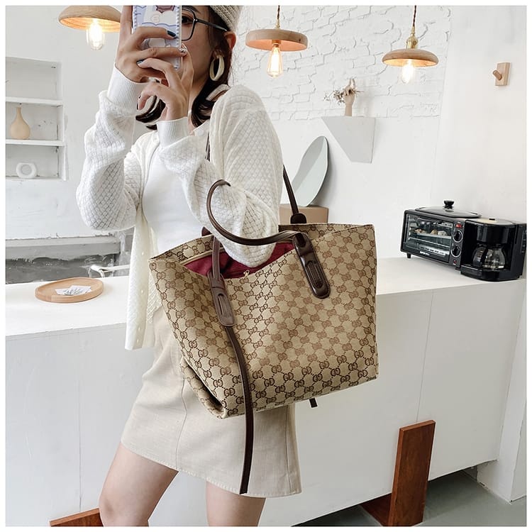 BJ15135 - BROWN/PINK - TAS BAHU SHOULDERBAG SLEMPANG CANVAS ELEGAN FASHION TAS WANITA FASHION IMPORT MODIS ELEGAN TERMURAH TERLARIS TERBARU BAGSTORE JAKARTA TAS BATAM CR7558 GT1836 ELJ5135 BQ3005 LT1234 JT76144