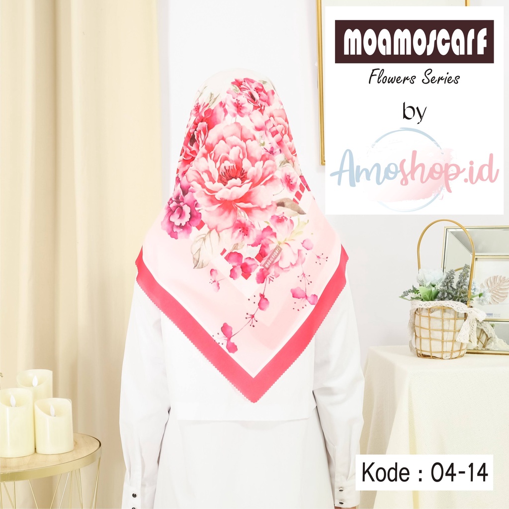 Hijab Motif Segi Empat Kerudung Voal Premium Murah Lasercut Scarf Flower Series