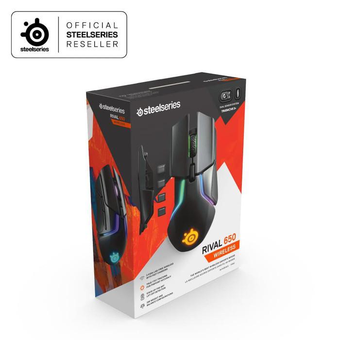 Steelseries Rival 650 Black Wireless - Gaming Mouse - True Move 3+ Dual Sensor RGB - Original