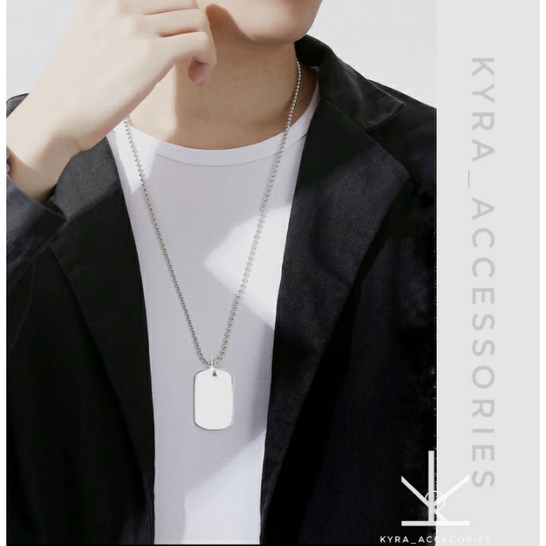 KALUNG PRIA ANTI KARAT DAN ANTI LUNTUR MODEL LIONTIN PLAT ARMY