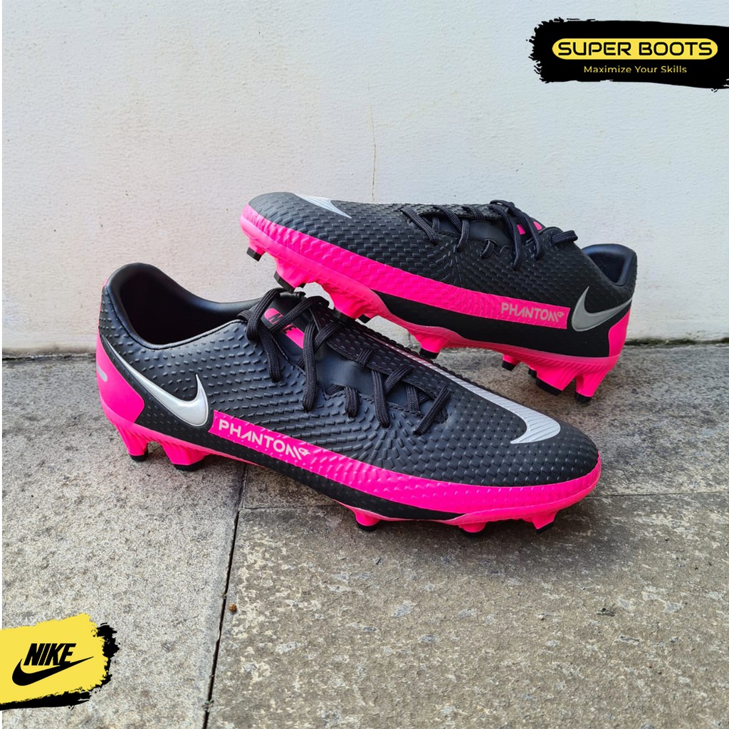 Sepatu Bola Nike Phantom GT Academy FG - Black/Silver Original CK8460-006
