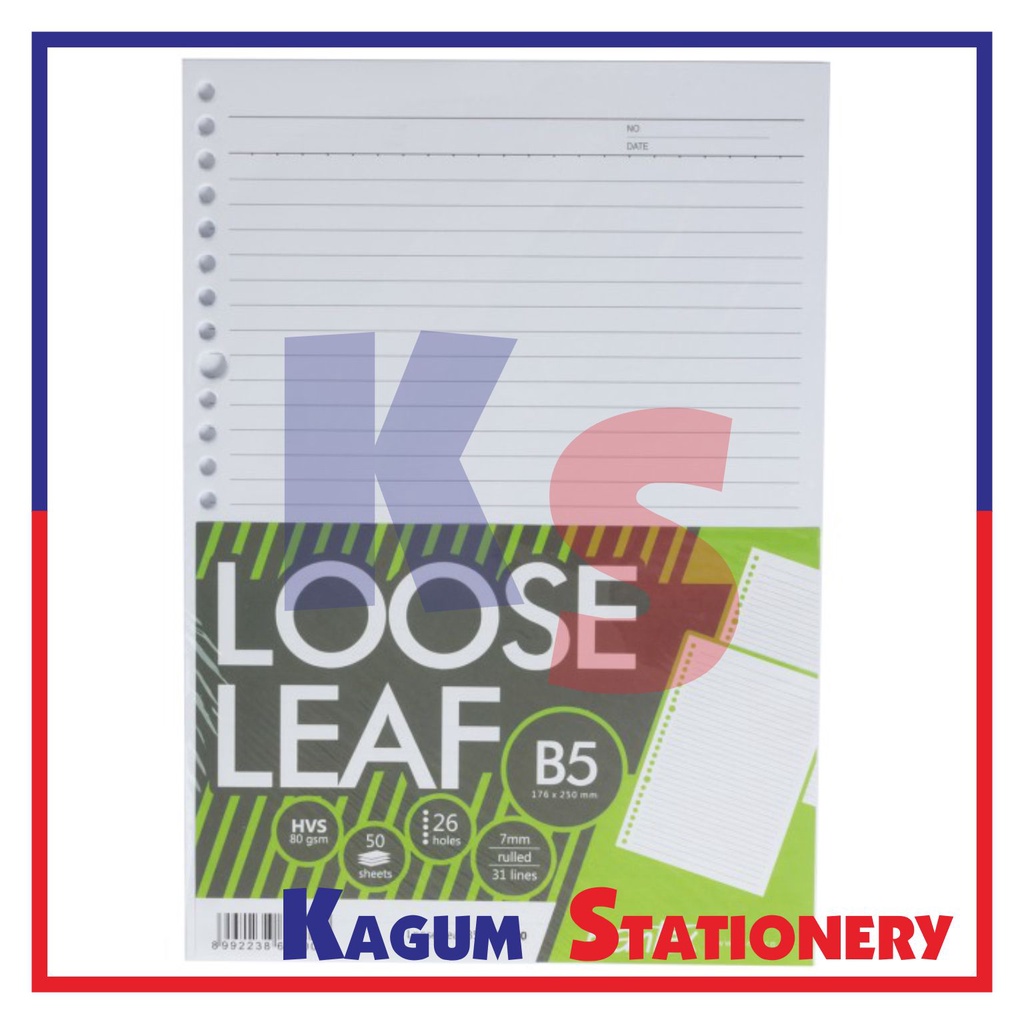 

BANTEX LOOSE LEAF PAPER B5 80 GSM 50 SHEETS 26 HOLES