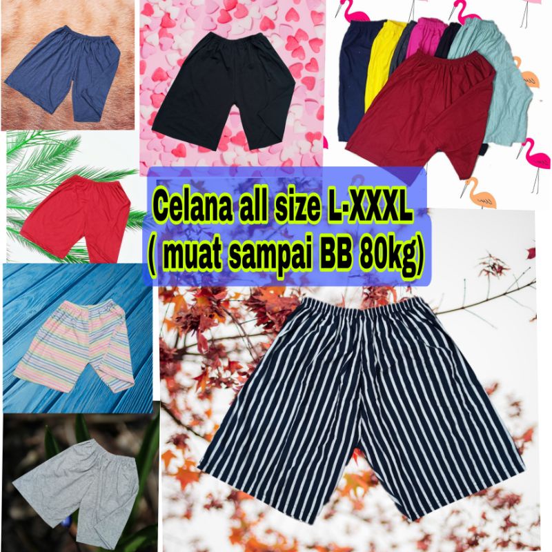 Celana wanita bahan kaos stretch size M - XXXL- Celana pendek jumbo wanita