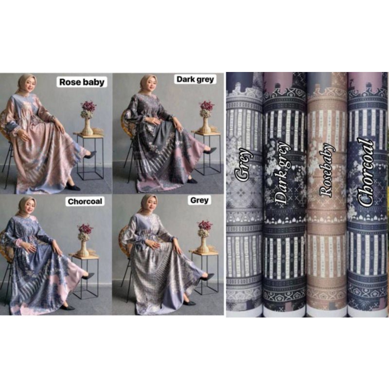 GAMIS KAFTAN  BATIK RENDA, LAUDYA MIDI CRINKLE AIRFLOW IMPORT