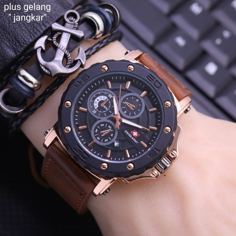 { COD } free gelang jangkar || ready jam tangan fashion pria/laki-laki armys busur