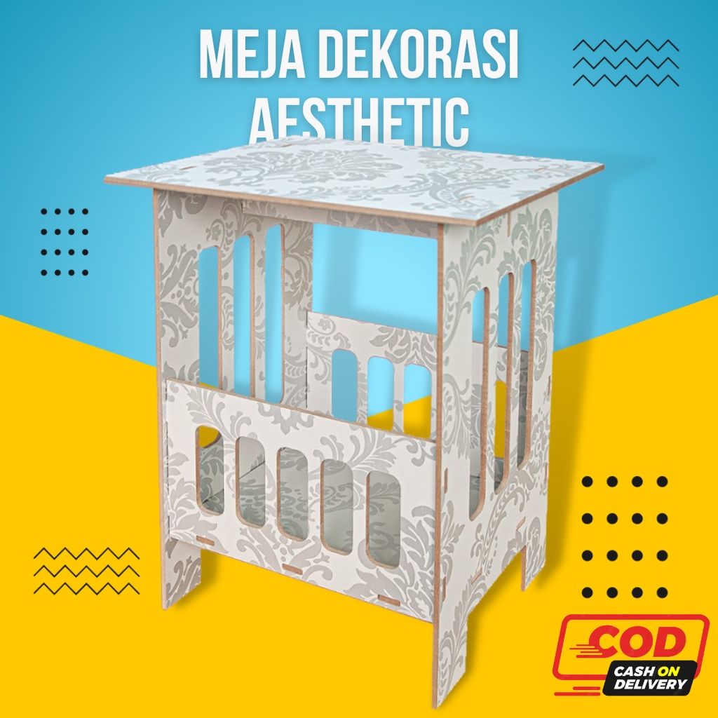 Jual MEJA AESTHETIC DEKORASI SUDUT KAYU COFFEE TABLE NAKAS PERSEGI