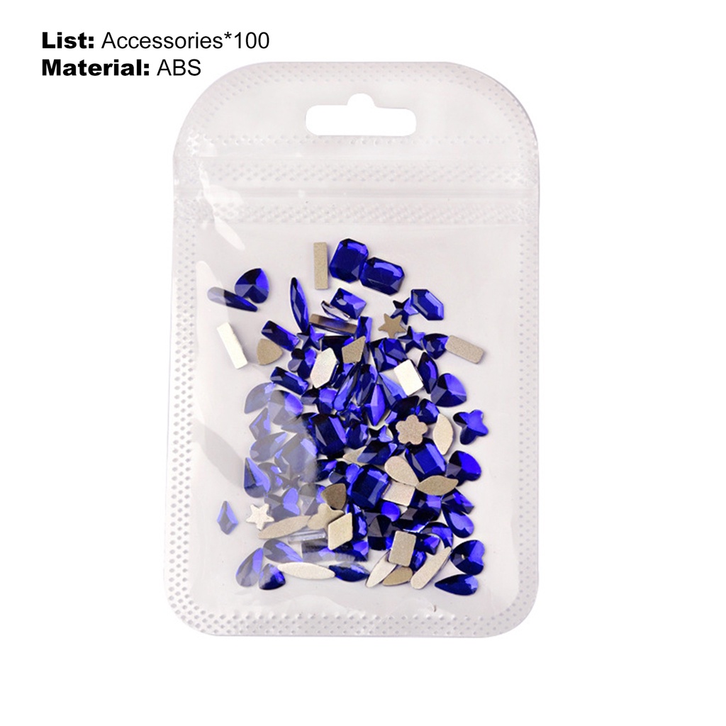 Providence 100Pcs / Set Kristal Berlian Imitasi Warna Biru Tua Untuk Dekorasi Nail Art / Manicure