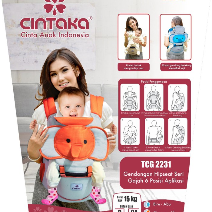 Gendongan Bayi Hipseat Cintaka TCG 2231 Elephant Series Makassar