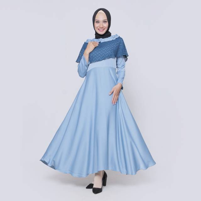 Zalia Dress Pakaian wanita dress ryylabel syari bahan maxmara warna saphire size S M L XL
