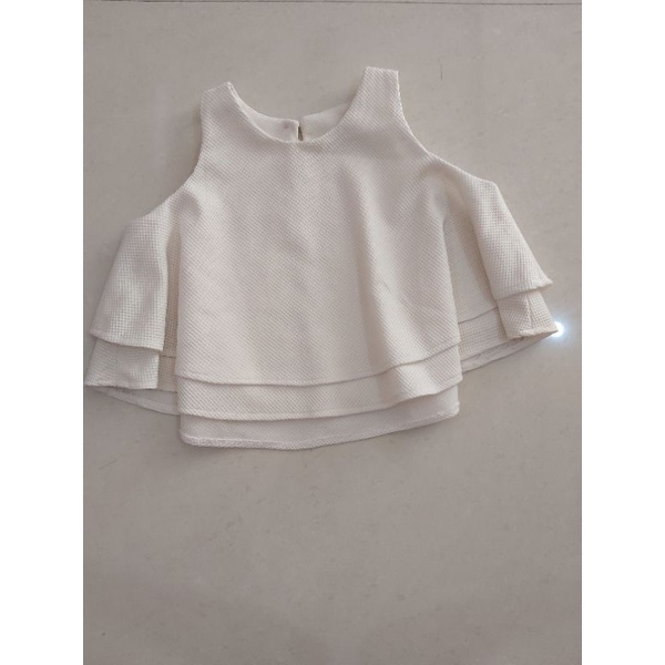 Baju atasan putih all size top bahu buka