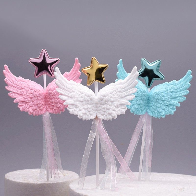 ANGEL WINGS WITH STAR TOPPER CAKE SAYAP BULU PERI