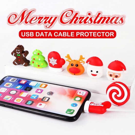 Kabel Data Line Protector karakter Edisi Christmas ( Motif Random )