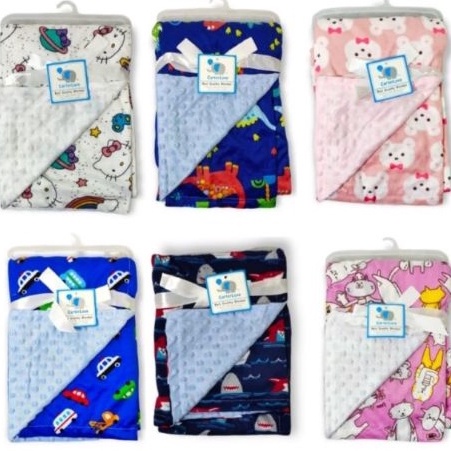 TERMURAH ! SELIMUT BAYI FLEECE MINTY DOT MOTIF SELIMUT DOT BAHAN POLYESTER BABY BLANKET [1 KG ISI 4 PCS]  / SELIMUT DOT POLKADOT BUBBLE POLOS