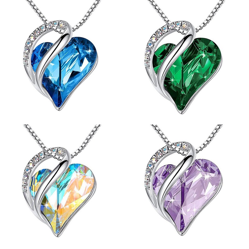 Kalung Rantai Liontin Hati Hias Zircon Kristal Berlian Imitasi Gaya Korea Untuk Wanita