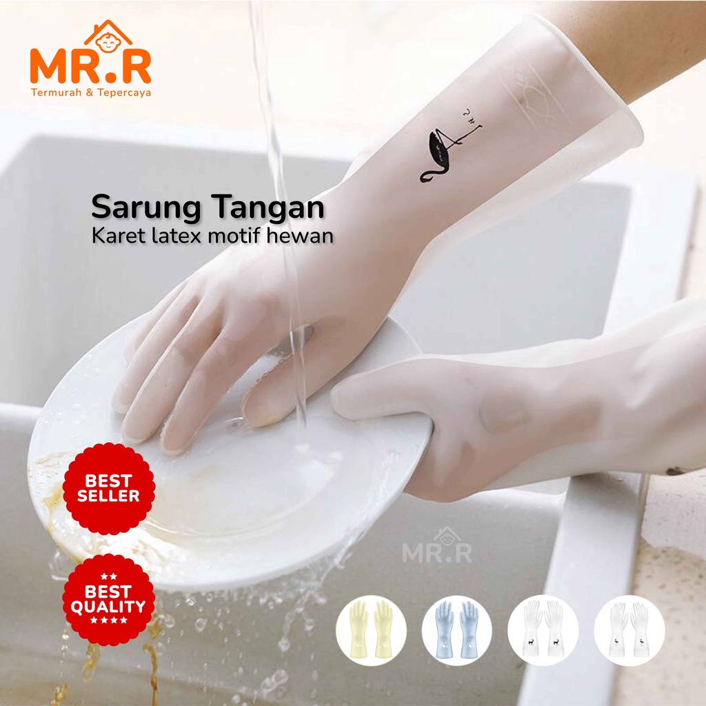 Sarung Tangan Karet Sarung Tangan Cuci Piring Sarung Tangan Kebun Anti Air Tebal Latex Rubber Glove