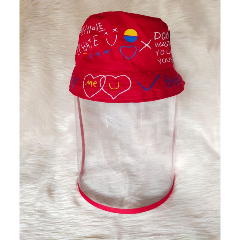topi anak anti corona bucket hat anak topi bayi anti corona topi faceshield-36