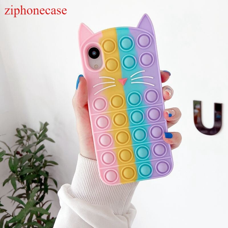 Soft Case OPPO A5 A9 2020 F9 Pro Reno 5 5F 4 Lite 4F Realme C1 U1 2 Pro XT  Pop It Kucing Casing 3D