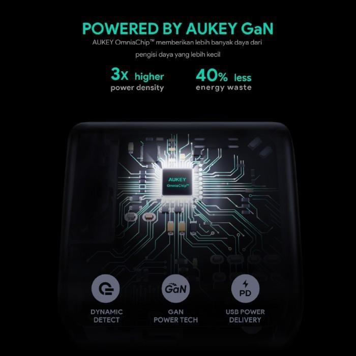 AUKEY PA-B4 - OMNIA DUO 65W - Dual Port PD Charger with GaNFast Tech - Charger 65W Dual Port USB-C