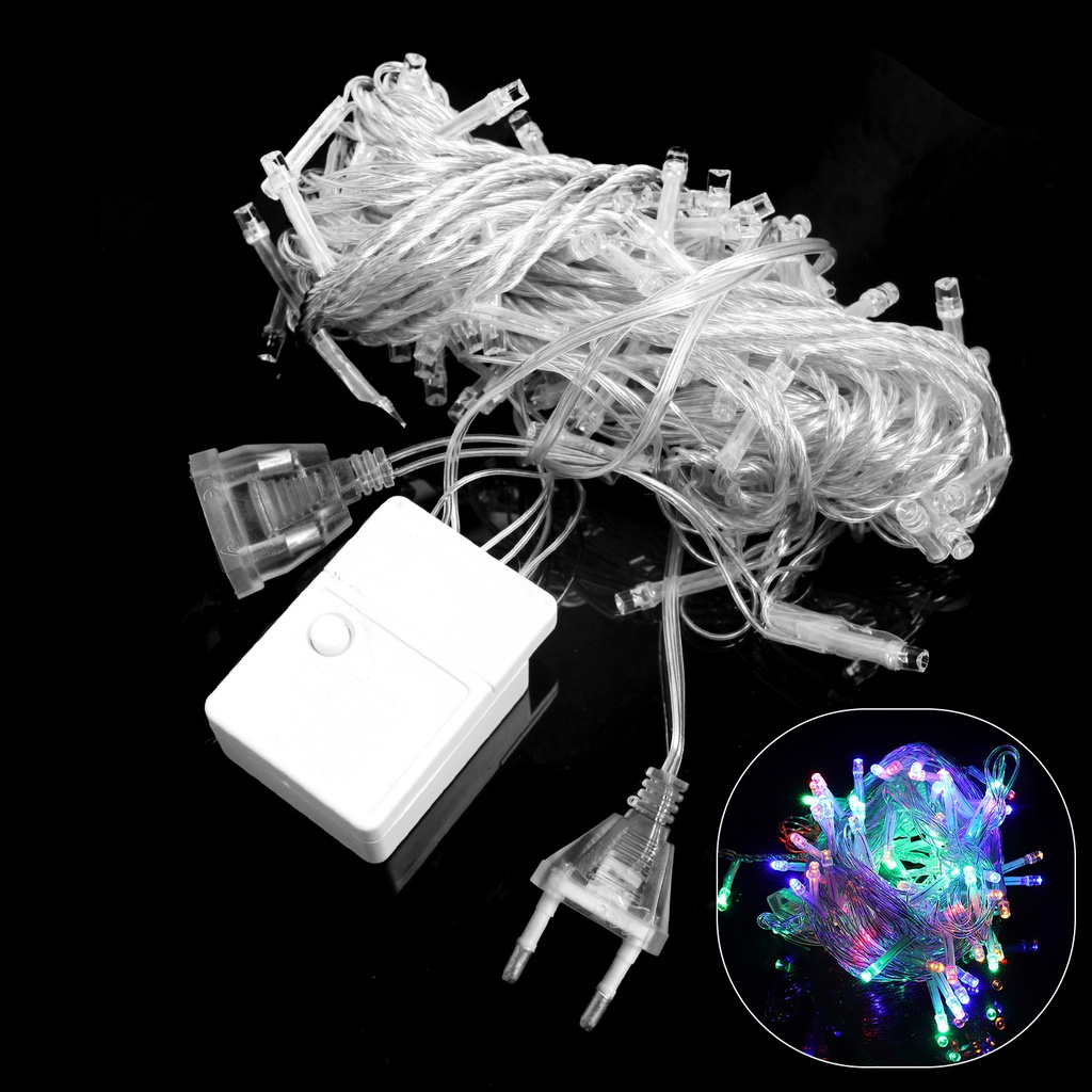 Lampu String 100 Led 10m 8 Mode Untuk Dekorasi Natal / Pernikahan / Liburan
