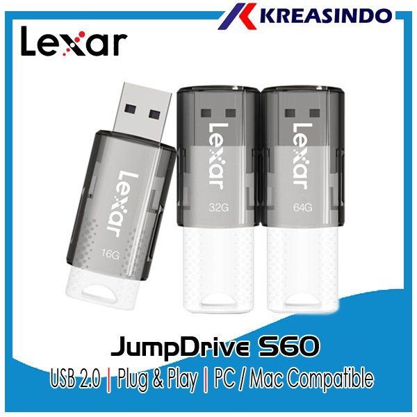 Lexar Flashdisk Jumpdrive S60 USB 2.0 16GB 32GB 64GB 128GB Garansi Resmi