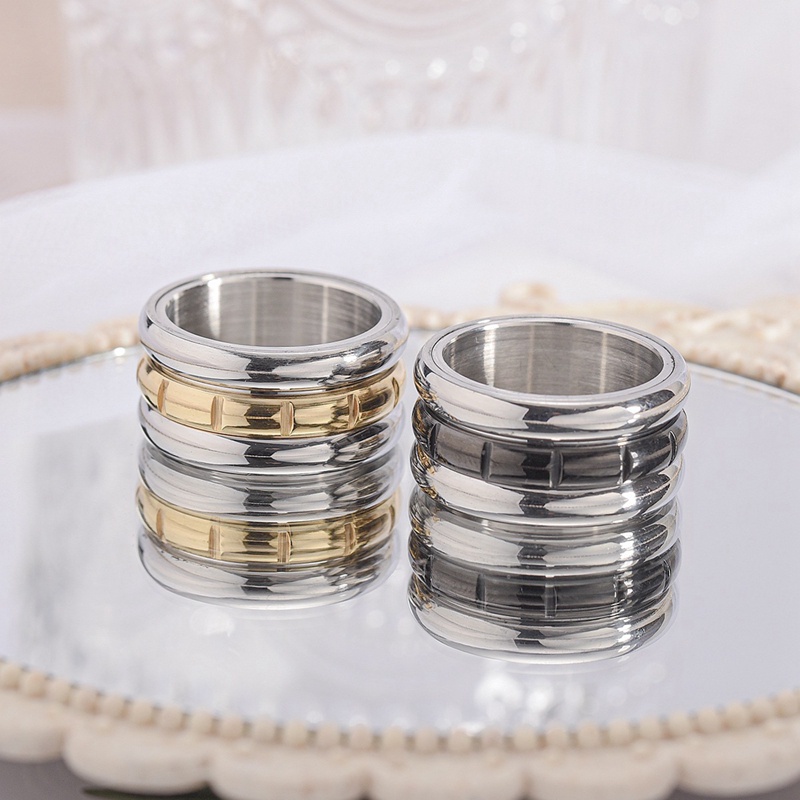 Cincin Bahan Titanium Steel Warna Hitam Aksen Zircon Untuk Pria Dan Wanita