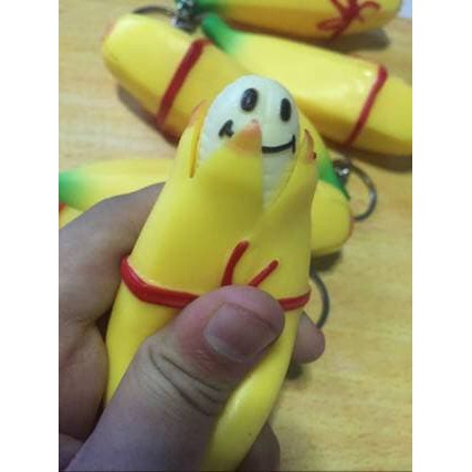 Stretchy Banana Boo/Banana Squishy Smiley/Gantungan kunci pisang